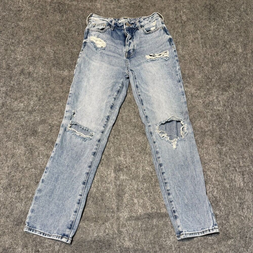 Pacsun Womens Jeans Size 25 Light Blue Distressed Ripped Straight Leg